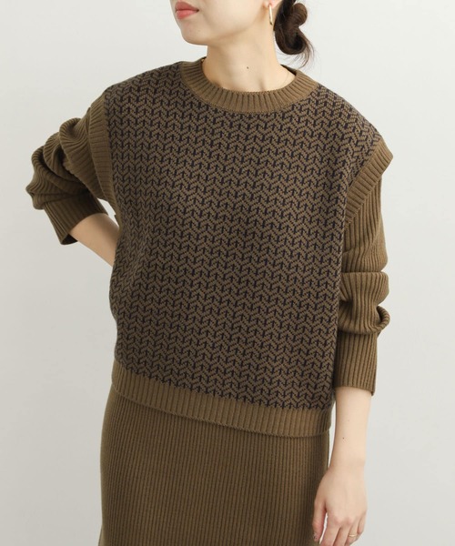 セール】ジャガードベストセットニットワンピース（ワンピース