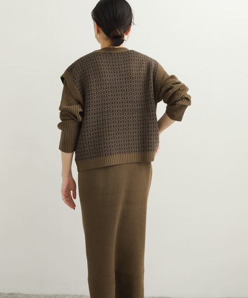 セール】ジャガードベストセットニットワンピース（ワンピース