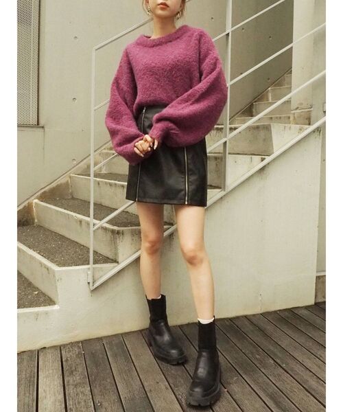 EVRIS（エヴリス）の「ファンシーヤーンニットトップス（ニット/セーター・レディース・ブルー/ブラック/パープル・FREE）」の17枚目の写真