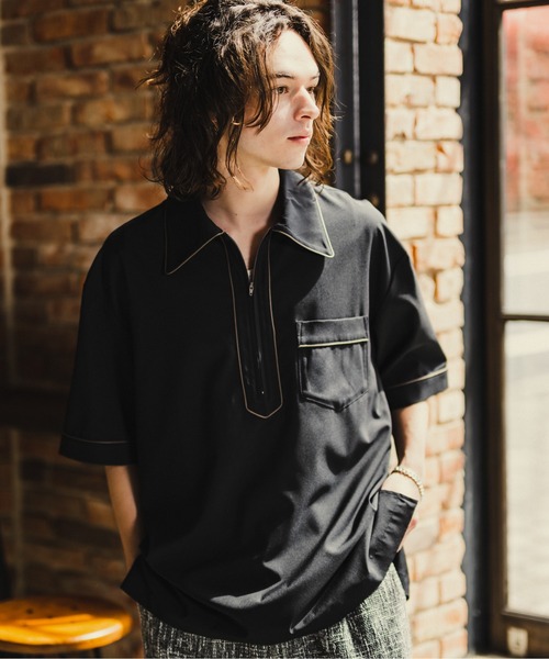 ✳︎✳︎新品未使用✳︎✳︎PING ブラック ハーフジップシャツ HALF ZIP SHIRT/ハーフジップシャツ/ロングスリーブ｜フリークスストア