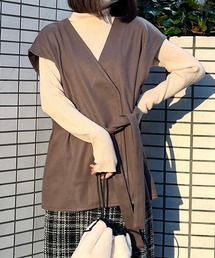 ノーカラーガウンコート