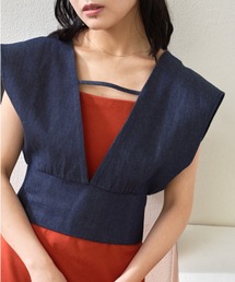 深Vネックデニムビスチェ