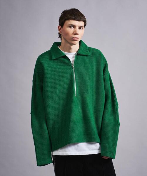 MONKEY TIME（モンキータイム）の「＜monkey time＞ LINKS JQD HALF ZIP PL/カットソー（Tシャツ/カットソー・メンズ・ケリー/ブラック・S/M/L/XL）」の2枚目の写真