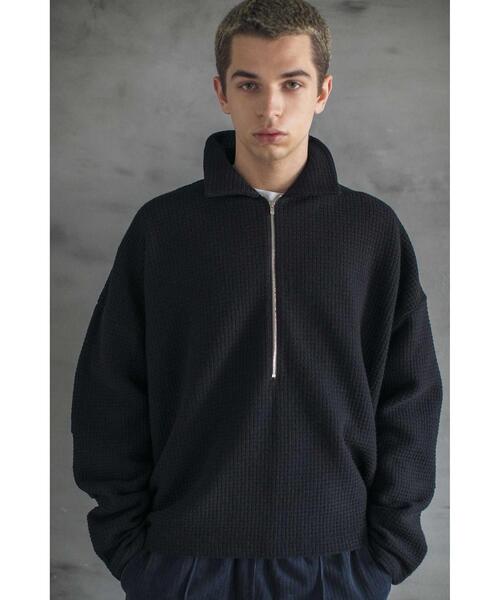 MONKEY TIME（モンキータイム）の「＜monkey time＞ LINKS JQD HALF ZIP PL/カットソー（Tシャツ/カットソー・メンズ・ケリー/ブラック・S/M/L/XL）」の8枚目の写真