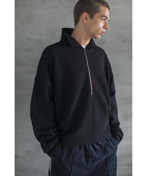 MONKEY TIME（モンキータイム）の「＜monkey time＞ LINKS JQD HALF ZIP PL/カットソー（Tシャツ/カットソー・メンズ・ケリー/ブラック・S/M/L/XL）」の4枚目の写真