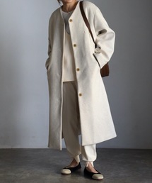 ap retro | ノーカラーVネックロングコート(ノーカラーコート)