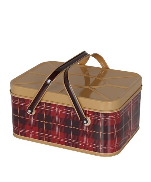 TIN BASKET /ブリキ バスケット チェック柄（収納グッズ