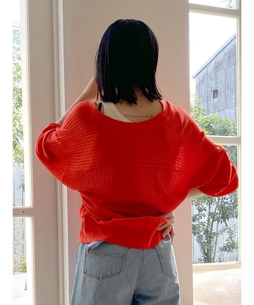 Ungrid（アングリッド）の「シアーボリュームニットカーデ（カーディガン/ボレロ・レディース・パープル/オレンジ/アイボリー・FREE）」の6枚目の写真