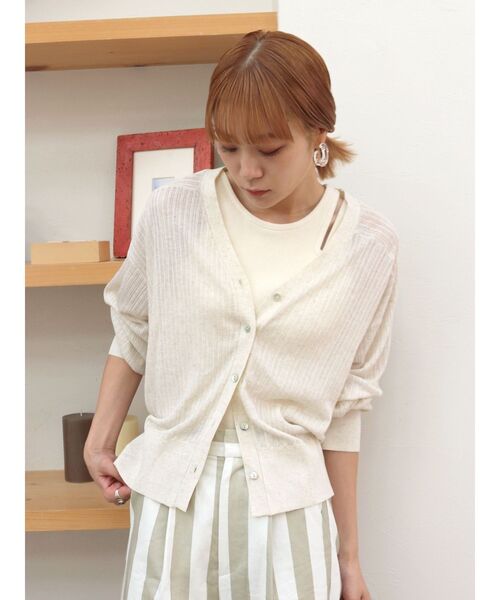 Ungrid（アングリッド）の「シアーボリュームニットカーデ（カーディガン/ボレロ・レディース・パープル/オレンジ/アイボリー・FREE）」の12枚目の写真