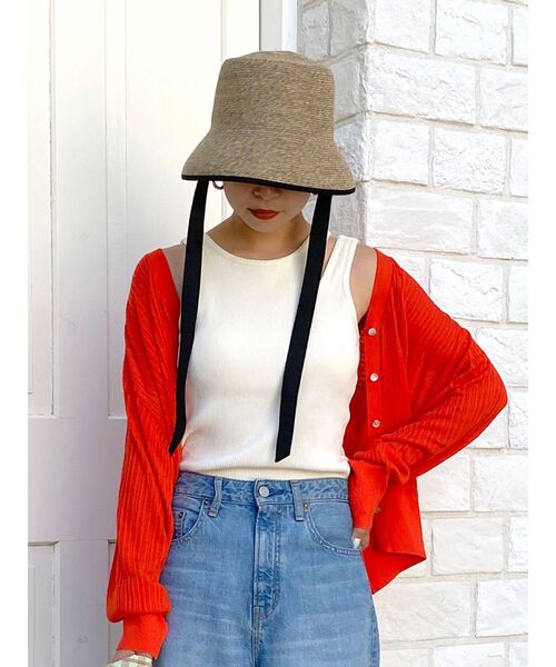 Ungrid（アングリッド）の「シアーボリュームニットカーデ（カーディガン/ボレロ・レディース・パープル/オレンジ/アイボリー・FREE）」の7枚目の写真