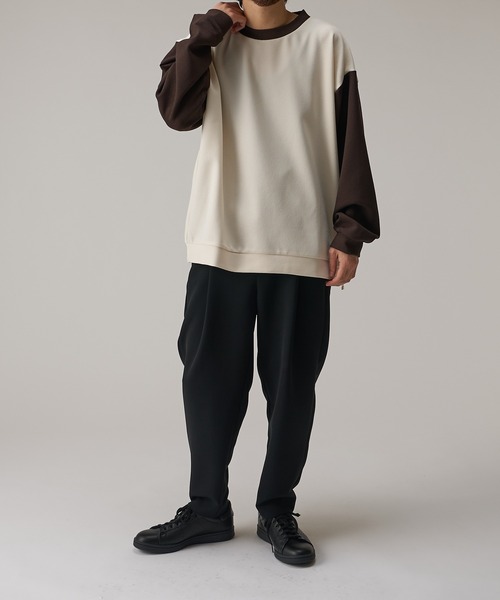 Lui's（ルイス）の「リンガーロングスリーブカットソー（Tシャツ/カットソー・メンズ・オフホワイト/ブラック/ネイビー・FREE）」の6枚目の写真