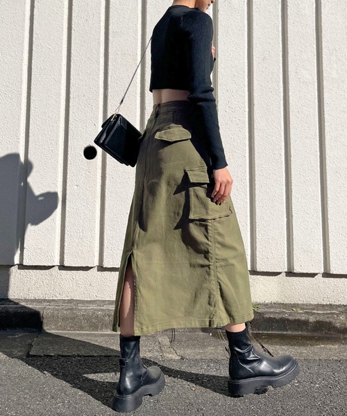 ストレッチツイルカーゴロングスカート