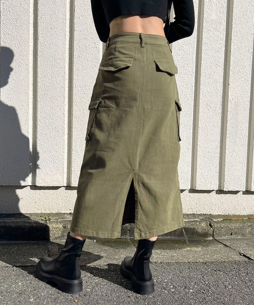 ストレッチツイルカーゴロングスカート
