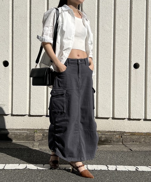 Jewelobe（ジュエローブ）の「ストレッチツイルカーゴロングスカート（スカート・レディース・ブラック/カーキ/グレー・S/M）」の4枚目の写真