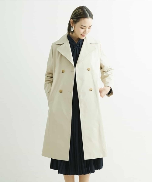 MICHEL KLEIN（ミッシェル・クラン）の「[春秋兼用／メディア着用]ストレッチツイルトレンチコート（トレンチコート・レディース・ベージュ/ネイビー・40/38）」の3枚目の写真