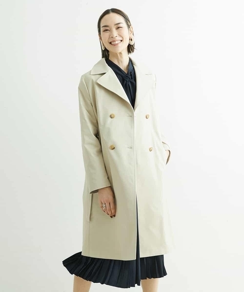 MICHEL KLEIN（ミッシェル・クラン）の「[春秋兼用／メディア着用]ストレッチツイルトレンチコート（トレンチコート・レディース・ベージュ/ネイビー・40/38）」の4枚目の写真