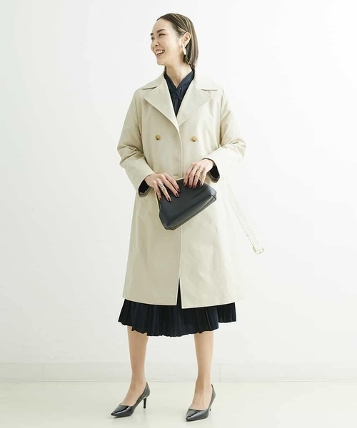 MICHEL KLEIN（ミッシェル・クラン）の「[春秋兼用／メディア着用]ストレッチツイルトレンチコート（トレンチコート・レディース・ベージュ/ネイビー・40/38）」の7枚目の写真