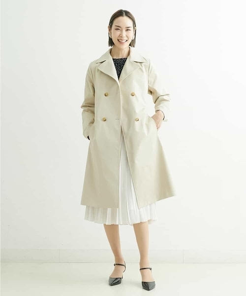 MICHEL KLEIN（ミッシェル・クラン）の「[春秋兼用／メディア着用]ストレッチツイルトレンチコート（トレンチコート・レディース・ベージュ/ネイビー・40/38）」の12枚目の写真