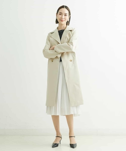 MICHEL KLEIN（ミッシェル・クラン）の「[春秋兼用／メディア着用]ストレッチツイルトレンチコート（トレンチコート・レディース・ベージュ/ネイビー・40/38）」の13枚目の写真