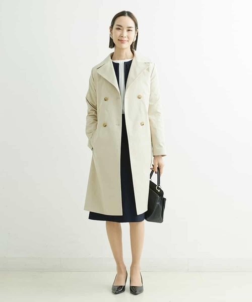 MICHEL KLEIN（ミッシェル・クラン）の「[春秋兼用／メディア着用]ストレッチツイルトレンチコート（トレンチコート・レディース・ベージュ/ネイビー・40/38）」の15枚目の写真