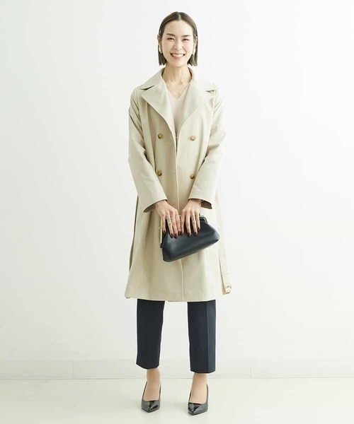 MICHEL KLEIN（ミッシェル・クラン）の「[春秋兼用／メディア着用]ストレッチツイルトレンチコート（トレンチコート・レディース・ベージュ/ネイビー・40/38）」の17枚目の写真