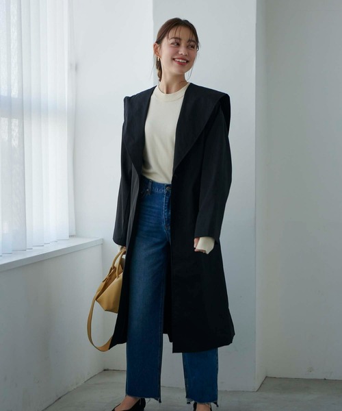 Edit Sheen（エディットシーン）の「セーラーカラーロングトレンチコート（その他アウター・レディース・ブラック/ベージュ/アイボリー・M）」の4枚目の写真