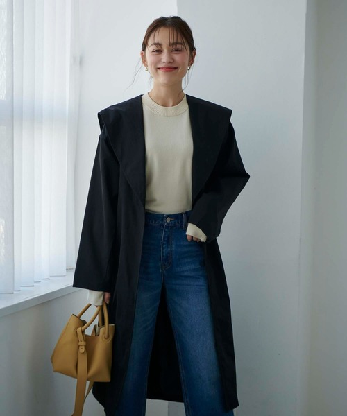 Edit Sheen（エディットシーン）の「セーラーカラーロングトレンチコート（その他アウター・レディース・ブラック/ベージュ/アイボリー・M）」の10枚目の写真