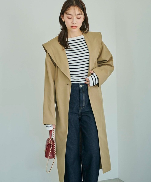 Edit Sheen（エディットシーン）の「セーラーカラーロングトレンチコート（その他アウター・レディース・ブラック/ベージュ/アイボリー・M）」の7枚目の写真