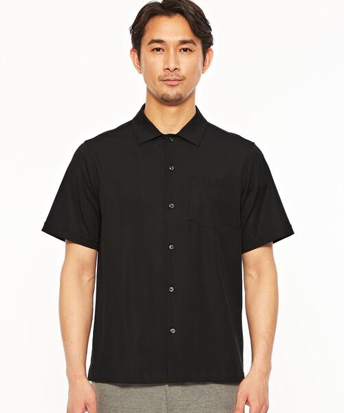 green label relaxing（グリーンレーベルリラクシング）の「【WEB限定】JUSTFIT カノコ オープンカラー 半袖 シャツ  -接触冷感-（シャツ/ブラウス・メンズ・ブラック/ネイビー・S/M/L/XL）」の9枚目の写真