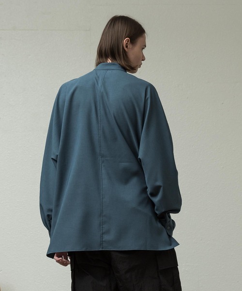 SLICK（スリック）の「リフラックスストレッチドルマンスリーブシャツ（シャツ/ブラウス・メンズ・ダークグリーン/アイボリー/ブラック/オレンジ・2/3/1）」の7枚目の写真