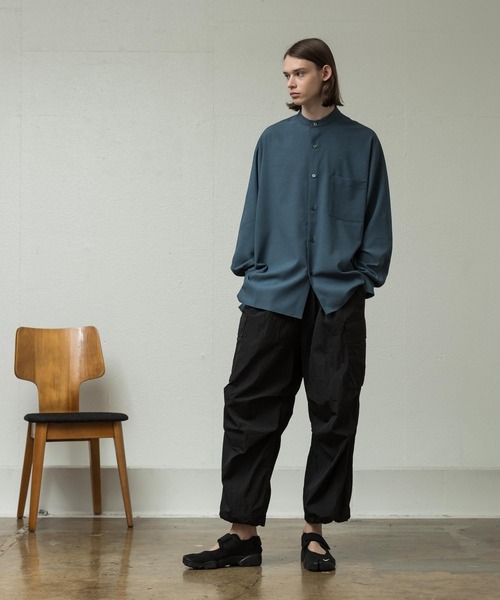 SLICK（スリック）の「リフラックスストレッチドルマンスリーブシャツ（シャツ/ブラウス・メンズ・ダークグリーン/アイボリー/ブラック/オレンジ・2/3/1）」の19枚目の写真