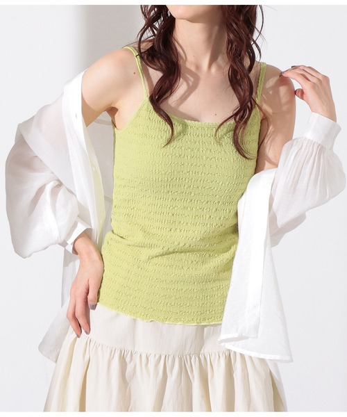 CHILLE(チル)の「カップ付きジャガードキャミソール(キャミソール・レディース・ブラック/オリーブ/アイボリー・FREE)」の1枚目の写真