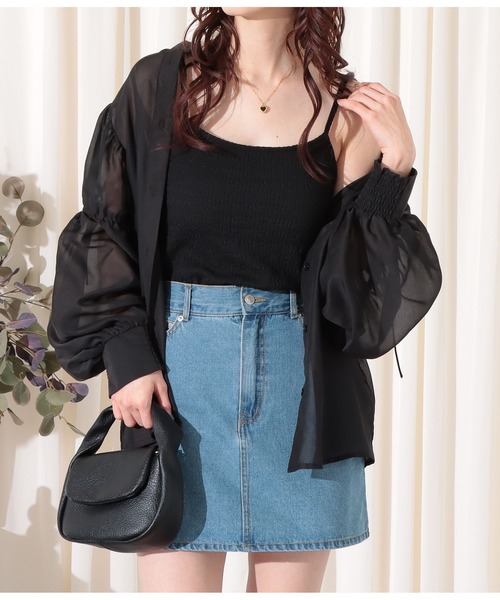 CHILLE(チル)の「カップ付きジャガードキャミソール(キャミソール・レディース・ブラック/オリーブ/アイボリー・FREE)」の9枚目の写真