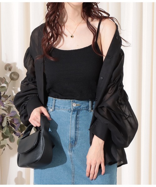 CHILLE(チル)の「カップ付きジャガードキャミソール(キャミソール・レディース・ブラック/オリーブ/アイボリー・FREE)」の8枚目の写真