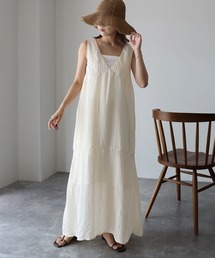 Riberry | ストライプVネックノースリワンピース(ワンピース)