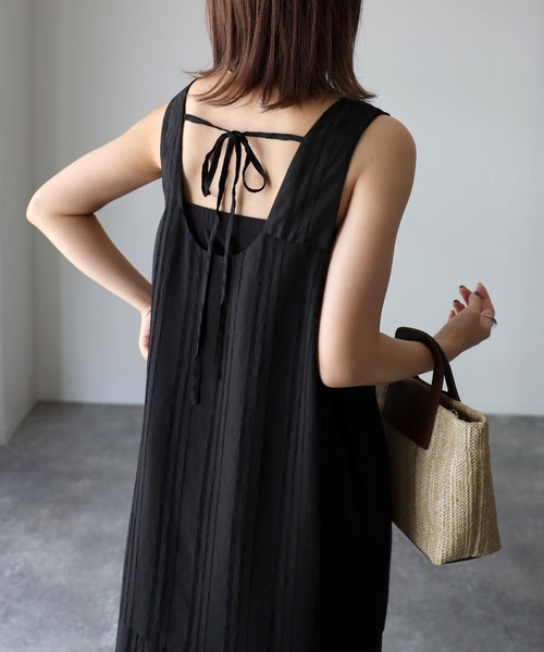 Riberry（リベリー）の「ストライプVネックノースリワンピース（ワンピース・レディース・アイボリー/ブラック・MEDIUM）」の2枚目の写真