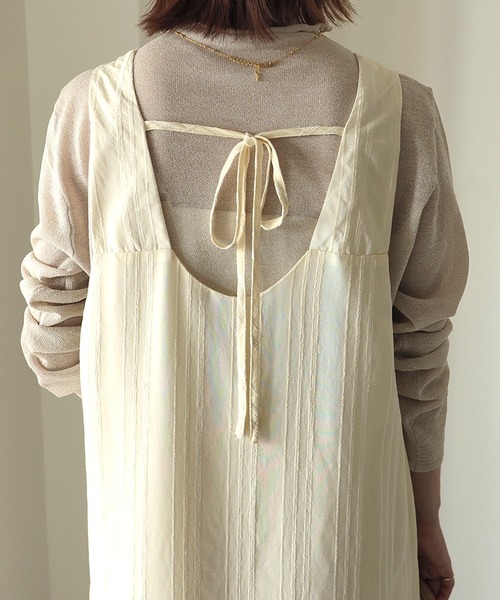 Riberry（リベリー）の「ストライプVネックノースリワンピース（ワンピース・レディース・アイボリー/ブラック・MEDIUM）」の7枚目の写真