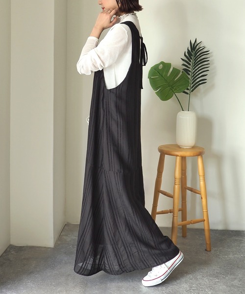 Riberry（リベリー）の「ストライプVネックノースリワンピース（ワンピース・レディース・アイボリー/ブラック・MEDIUM）」の11枚目の写真