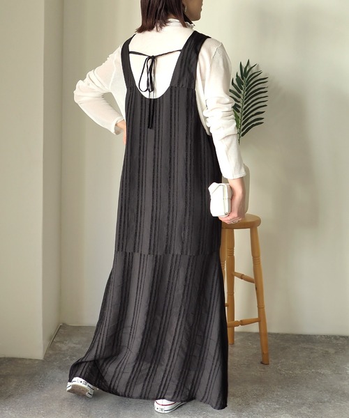 Riberry（リベリー）の「ストライプVネックノースリワンピース（ワンピース・レディース・アイボリー/ブラック・MEDIUM）」の8枚目の写真