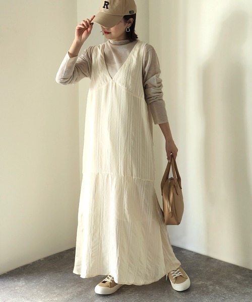 Riberry（リベリー）の「ストライプVネックノースリワンピース（ワンピース・レディース・アイボリー/ブラック・MEDIUM）」の5枚目の写真