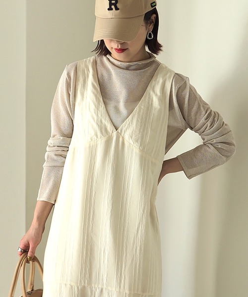 Riberry（リベリー）の「ストライプVネックノースリワンピース（ワンピース・レディース・アイボリー/ブラック・MEDIUM）」の3枚目の写真