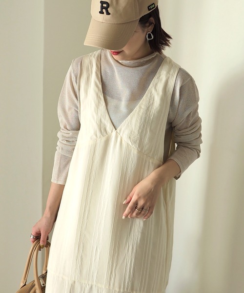 Riberry（リベリー）の「ストライプVネックノースリワンピース（ワンピース・レディース・アイボリー/ブラック・MEDIUM）」の4枚目の写真