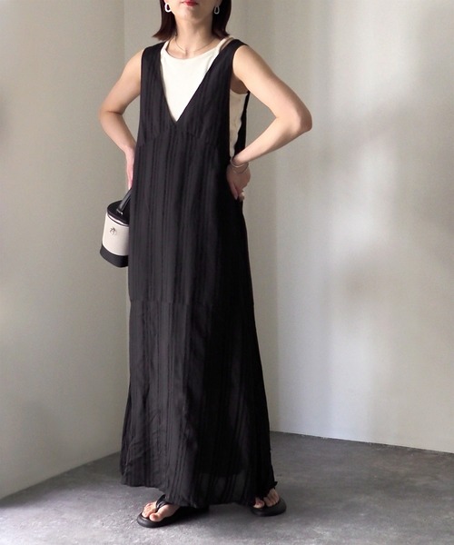 Riberry（リベリー）の「ストライプVネックノースリワンピース（ワンピース・レディース・アイボリー/ブラック・MEDIUM）」の19枚目の写真