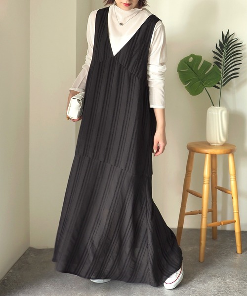 Riberry（リベリー）の「ストライプVネックノースリワンピース（ワンピース・レディース・アイボリー/ブラック・MEDIUM）」の21枚目の写真