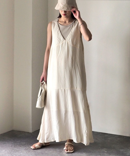 Riberry（リベリー）の「ストライプVネックノースリワンピース（ワンピース・レディース・アイボリー/ブラック・MEDIUM）」の14枚目の写真