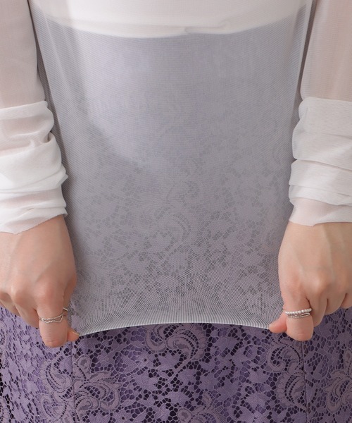 Lace Ladies(レースレディース)の「ハイネックシアーブラウス(Tシャツ/カットソー・レディース・アイボリー/グリーン/ブラック/ホワイト・FREE)」の18枚目の写真