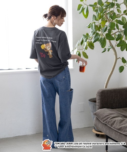 RAGEBLUE（レイジブルー）の「TOM&JERRY トムとジェリーバックプリントTシャツ（Tシャツ/カットソー・レディース・チャコールグレー/ホワイト/ブルー・FREE）」の10枚目の写真