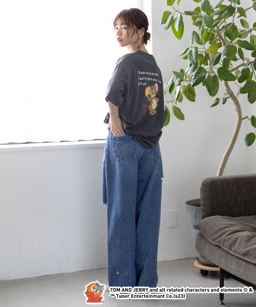 RAGEBLUE（レイジブルー）の「TOM&JERRY トムとジェリーバックプリントTシャツ（Tシャツ/カットソー・レディース・チャコールグレー/ホワイト/ブルー・FREE）」の11枚目の写真