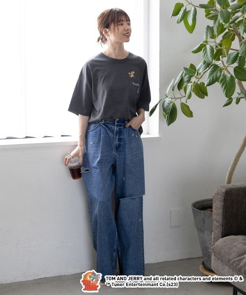 RAGEBLUE（レイジブルー）の「TOM&JERRY トムとジェリーバックプリントTシャツ（Tシャツ/カットソー・レディース・チャコールグレー/ホワイト/ブルー・FREE）」の12枚目の写真