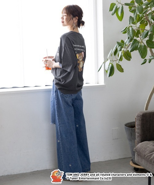 RAGEBLUE（レイジブルー）の「TOM&JERRY トムとジェリーバックプリントTシャツ（Tシャツ/カットソー・レディース・チャコールグレー/ホワイト/ブルー・FREE）」の14枚目の写真